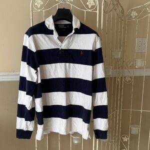 Polo by Ralph Lauren Navy & White Striped Long-Sleeve Rugby Shirt